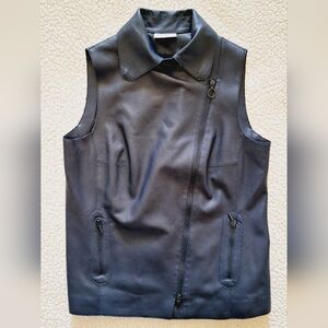 NWOT AKRIS PUNTO Vest In Perforated Napa Leather Dark Blue US 12 Org $1,990